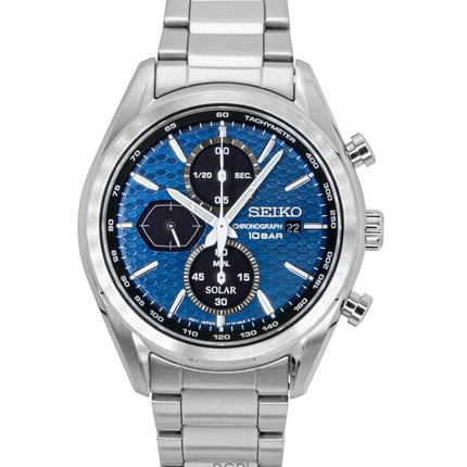 Reloj Seiko Cronógrafo Solar de Acero Inoxidable con Esfera Azul SSC801P1 100M para Hombre