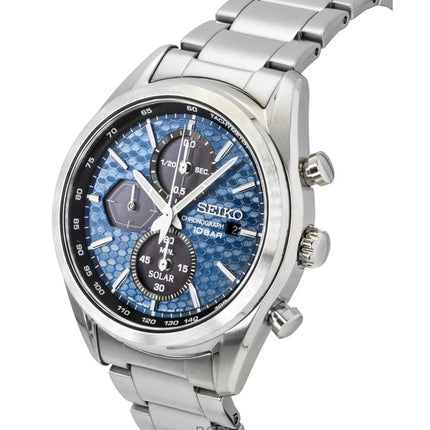 Reloj Seiko Cronógrafo Solar de Acero Inoxidable con Esfera Azul SSC801P1 100M para Hombre