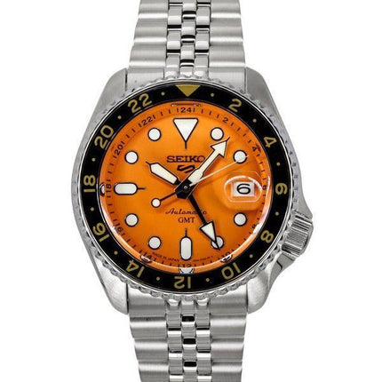 Reloj Seiko 5 Sports SKX Sports Style GMT de acero inoxidable con esfera naranja y 24 joyas, automático, SSK005J1, 100 m, para hombre.