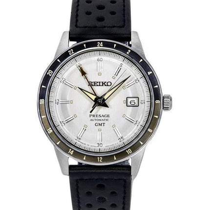 Reloj Seiko Presage Style60's GMT con correa de piel de becerro y esfera gris automático SSK011J1 para hombre