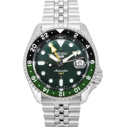 Reloj Seiko 5 Sports SKX GMT automático de acero inoxidable con esfera verde SSK035K1 100M para hombre