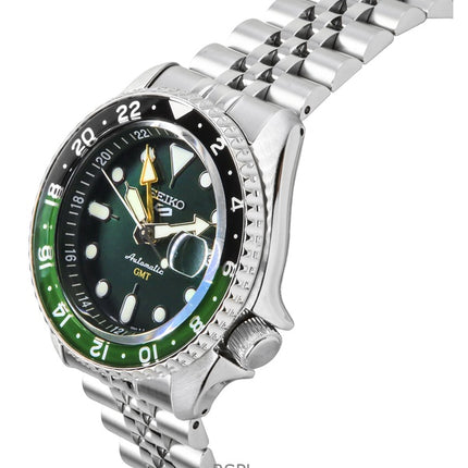 Reloj Seiko 5 Sports SKX GMT automático de acero inoxidable con esfera verde SSK035K1 100M para hombre