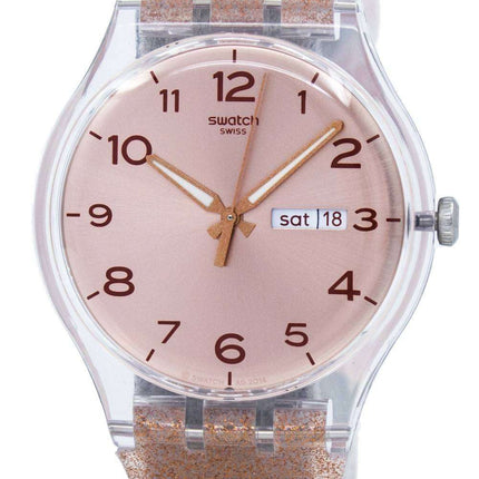 Reloj Unisex Swatch originales cuarzo rosa Glistar SUOK703