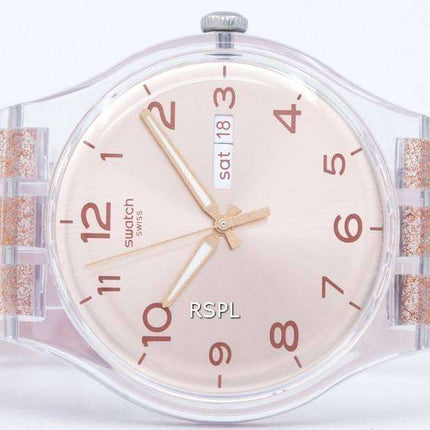 Reloj Unisex Swatch originales cuarzo rosa Glistar SUOK703