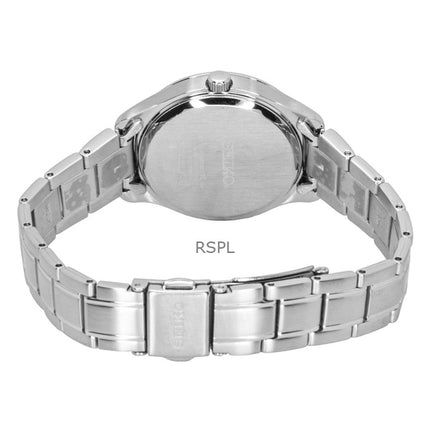 Reloj Seiko Classic de acero inoxidable con esfera azul, cuarzo SUR425P1 100M para mujer