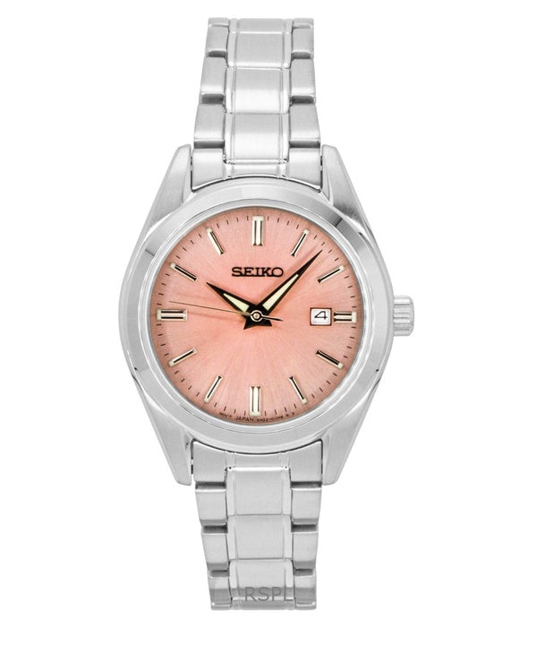 Reloj Seiko Conceptual para mujer, modelo SUR529P1, de acero inoxidable, esfera rosa, cuarzo, resistente al agua hasta 100 metros.