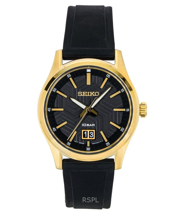 Reloj Seiko Conceptual de cuarzo con correa de silicona y esfera negra SUR560P1 100M para hombre