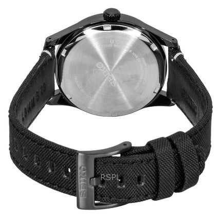 Reloj Seiko Classic para hombre, con correa de nailon, esfera negra, movimiento de cuarzo SUR571P1, resistente al agua hasta 100 m.