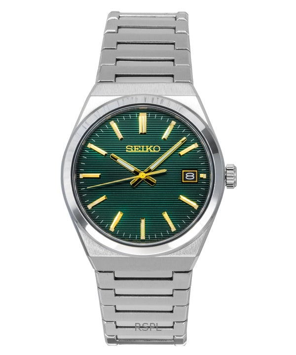 Reloj Seiko Classic de acero inoxidable con esfera verde de cuarzo SUR601P1 100M para hombre