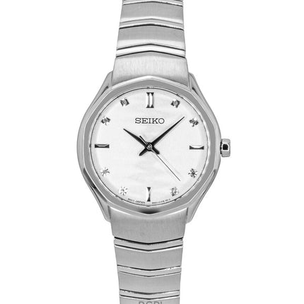 Reloj Seiko Conceptual de acero inoxidable con esfera blanca de cuarzo SUR615P1 para mujer