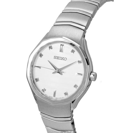 Reloj Seiko Conceptual de acero inoxidable con esfera blanca de cuarzo SUR615P1 para mujer