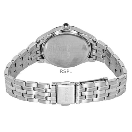 Reloj Seiko SWR069P1 para mujer, de acero inoxidable, esfera color crema y movimiento de cuarzo.