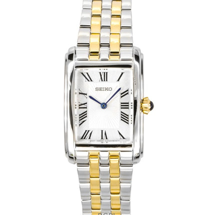 Reloj Seiko de cuarzo con esfera plateada y acero inoxidable de dos tonos SWR087P1 para mujer