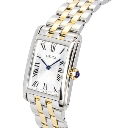 Reloj Seiko de cuarzo con esfera plateada y acero inoxidable de dos tonos SWR087P1 para mujer
