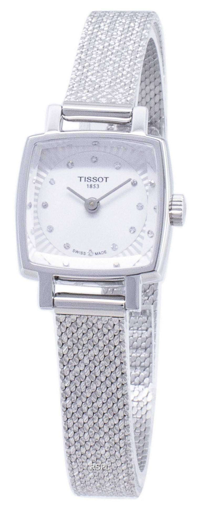 Tissot T-Lady Lovely Square T 058.109.11.036.00 T0581091103600 Diamond Acentos cuarzo reloj de mujer