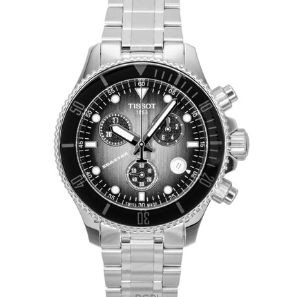 Tissot Seastar 1000 Cronógrafo de acero inoxidable con esfera negra, cuarzo, buceo, T120.217.11.061.00, 300 m, reloj para hombre