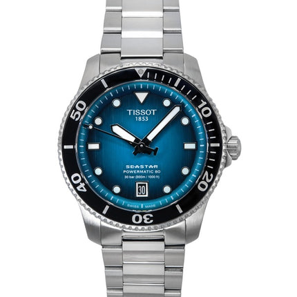 Reloj automático para hombre Tissot Seastar 1000 Powermatic 80 con esfera turquesa T120.807.11.091.00 300M