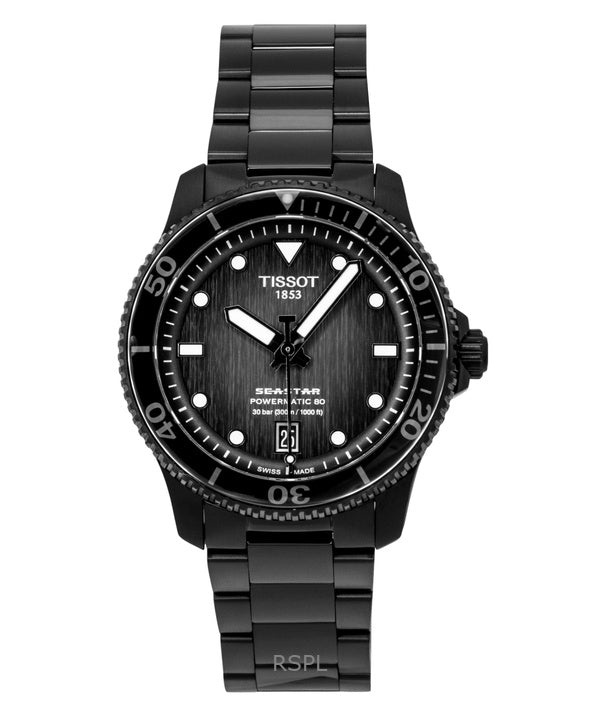 Tissot Seastar 1000 - Reloj de buceo automático para hombre, acero inoxidable, esfera gris y negra, T120.807.33.051.00, 300 m