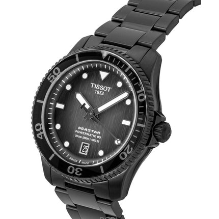 Tissot Seastar 1000 - Reloj de buceo automático para hombre, acero inoxidable, esfera gris y negra, T120.807.33.051.00, 300 m