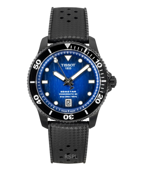 Tissot Seastar 1000 - Reloj automático de buceo con correa sintética y esfera azul T120.807.37.041.00, 300 m, para hombre