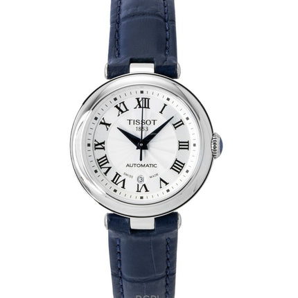 Reloj Tissot Bellissima automático con correa de piel y esfera blanca T126.207.16.013.00 para mujer