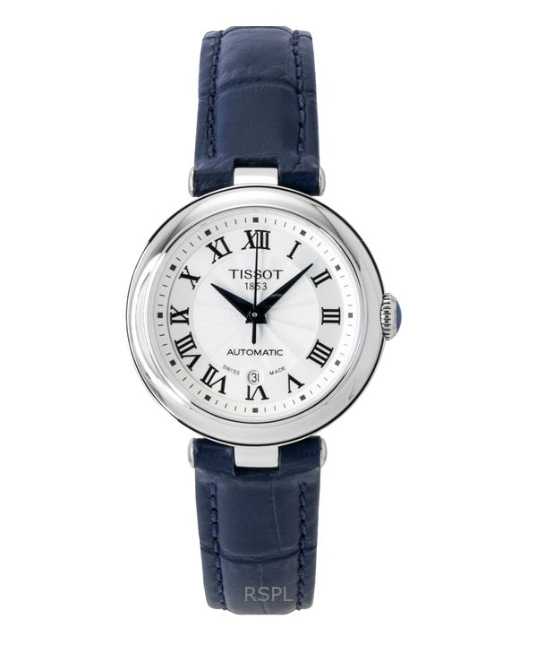 Reloj Tissot Bellissima automático con correa de piel y esfera blanca T126.207.16.013.00 para mujer