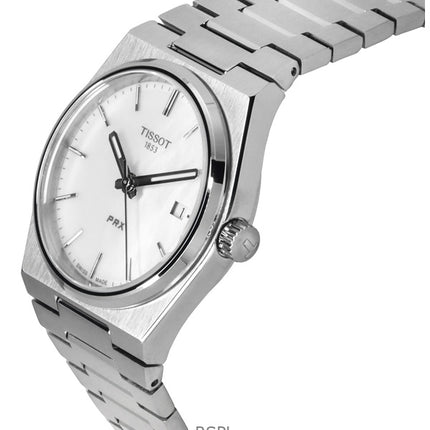 Reloj unisex Tissot PRX Classic Contemporary de acero inoxidable con esfera de nácar blanco y cuarzo T137.210.11.111.00 100M