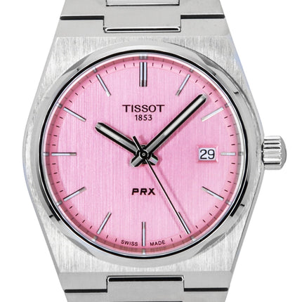 Reloj Tissot PRX de acero inoxidable con esfera rosa de cuarzo T137.210.11.331.00 100M para mujer