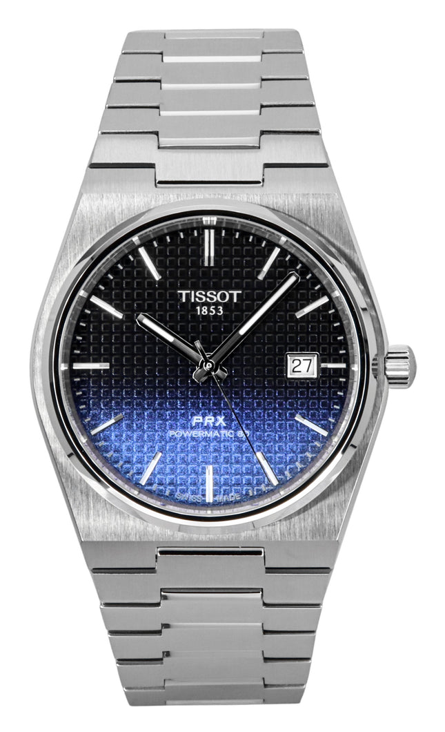 Reloj Tissot PRX Powermatic 80 Gradient de acero inoxidable con esfera camaleón negra, automático, T137.407.11.051.01, 100 m, para hombre