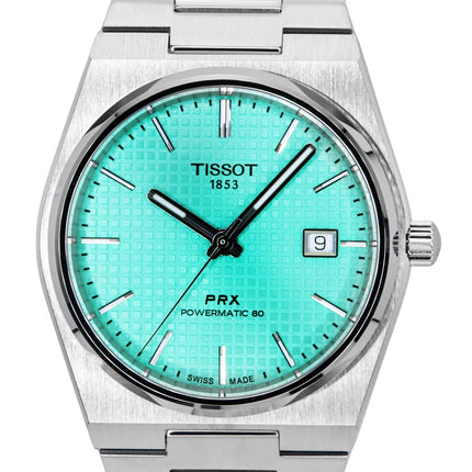 Reloj Tissot PRX Powermatic 80 automático de acero inoxidable con esfera verde claro T137.407.11.091.01 100M para hombre