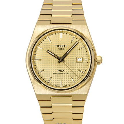 Reloj Tissot PRX Powermatic 80 automático de acero inoxidable dorado con esfera color champán T137.407.33.021.00 100M para hombre