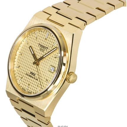 Reloj Tissot PRX Powermatic 80 automático de acero inoxidable dorado con esfera color champán T137.407.33.021.00 100M para hombre