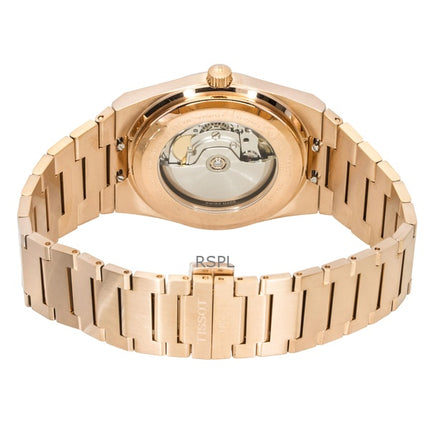Reloj Tissot PRX automático para hombre, acero inoxidable, oro rosa, esfera azul, T137.407.33.041.00, 100 m