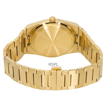 Reloj Tissot PRX de cuarzo, acero inoxidable, esfera color champán, tono dorado, T137.410.33.021.00, 100 m, para hombre