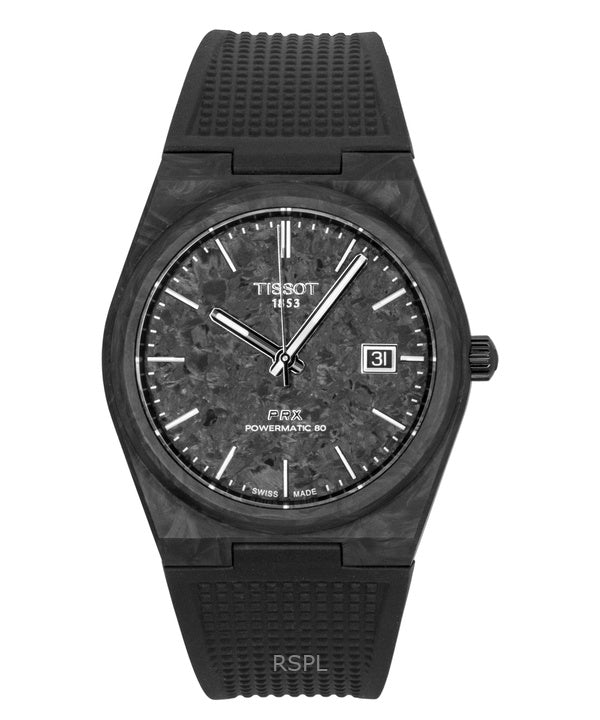 Reloj Tissot PRX Carbon Synthetic Strap Black Dial Automático T137.907.97.201.00 100M para hombre