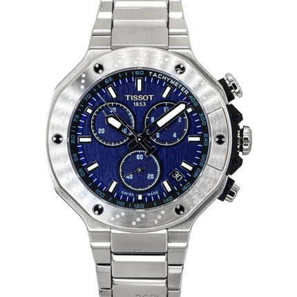 Tissot T-Race Cronógrafo de acero inoxidable con esfera azul, cuarzo, T141.417.11.041.00, 100 m, reloj para hombre
