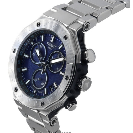 Tissot T-Race Cronógrafo de acero inoxidable con esfera azul, cuarzo, T141.417.11.041.00, 100 m, reloj para hombre