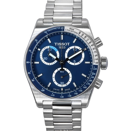 Tissot PR516 Cronógrafo de acero inoxidable con esfera azul, cuarzo, T149.417.11.041.00, 100 m, reloj para hombre