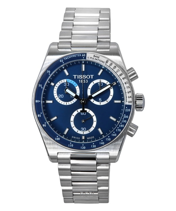 Tissot PR516 Cronógrafo de acero inoxidable con esfera azul, cuarzo, T149.417.11.041.00, 100 m, reloj para hombre