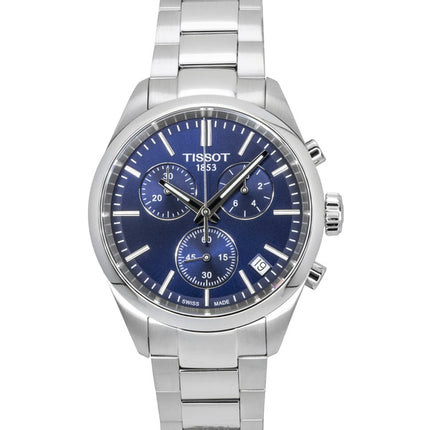 Tissot PR 100 Cronógrafo de acero inoxidable con esfera azul de cuarzo T150.417.11.041.00 100M Reloj para hombre
