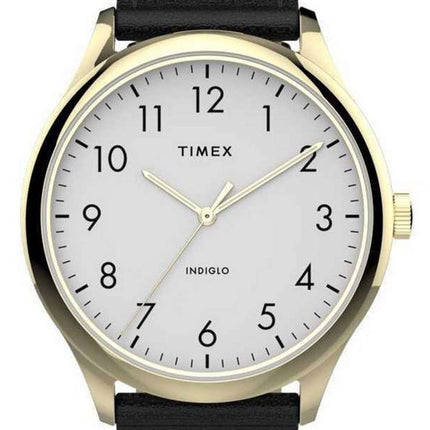 Timex Easy Reader, esfera blanca, correa de cuero de cuarzo, TW2T71700, reloj para hombre