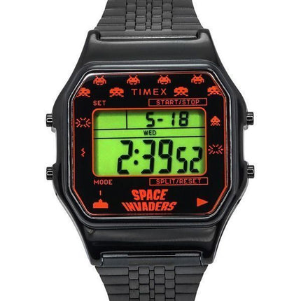 Timex T80 X Space Invaders Reloj unisex de cuarzo digital de acero inoxidable TW2V30200