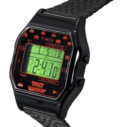 Timex T80 X Space Invaders Reloj unisex de cuarzo digital de acero inoxidable TW2V30200