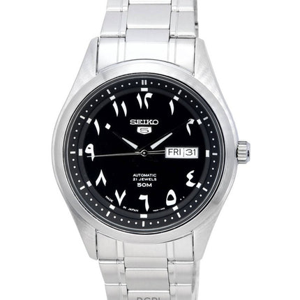 Reloj Seiko 5 automático SNKP21J1 de acero inoxidable con esfera árabe negra para hombre, reacondicionado