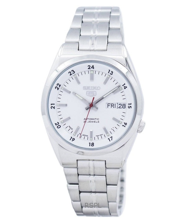 Reloj Seiko 5 automático SNK559J1 reacondicionado para hombre, esfera blanca y 21 joyas.
