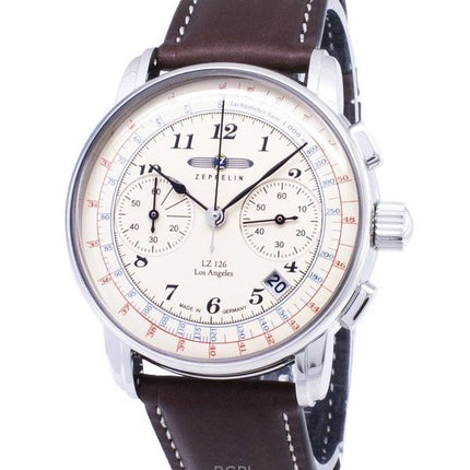 Refurbished Zeppelin LZ126 Chronograph Beige Dial Germany Made Quartz 76145 Mens Watch