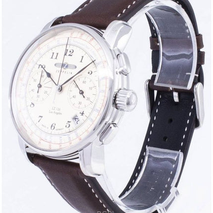 Refurbished Zeppelin LZ126 Chronograph Beige Dial Germany Made Quartz 76145 Mens Watch