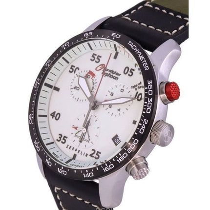 Refurbished Zeppelin Eurofighter Chronograph Leather Strap Beige Dial Quartz 72985 100M Mens Watch