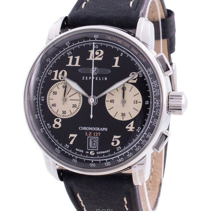 Refurbished Zeppelin LZ127 Chronograph Black Dial Quartz 86743 Mens Watch