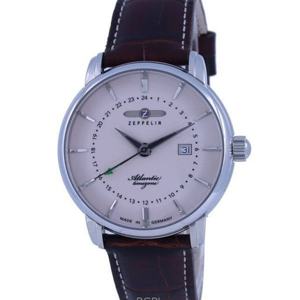 Refurbished Zeppelin Atlantic Leather Strap Beige Dial Quartz 84425 Mens Watch